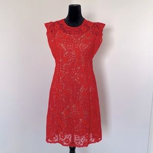 NWOT Michael Kors Red Lace Flutter Sleeve Petite Dress Size Small